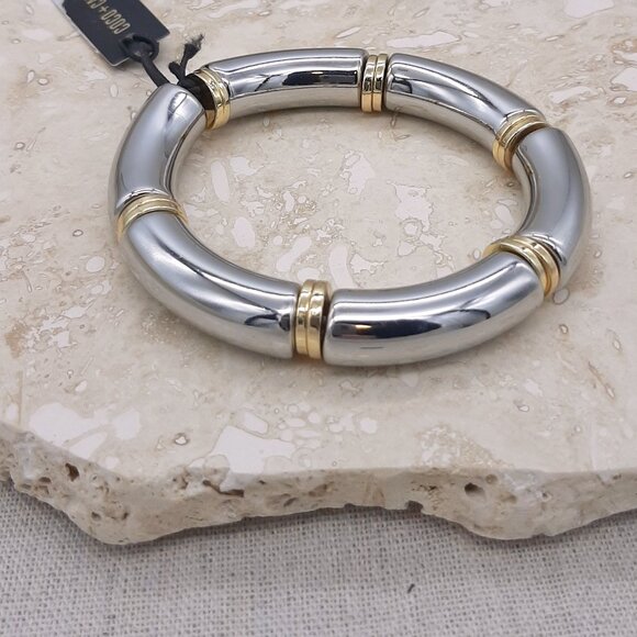 Coco + Carmen Metallic Silver & Gold Tone Stretch Bracelet - Picture 4 of 6